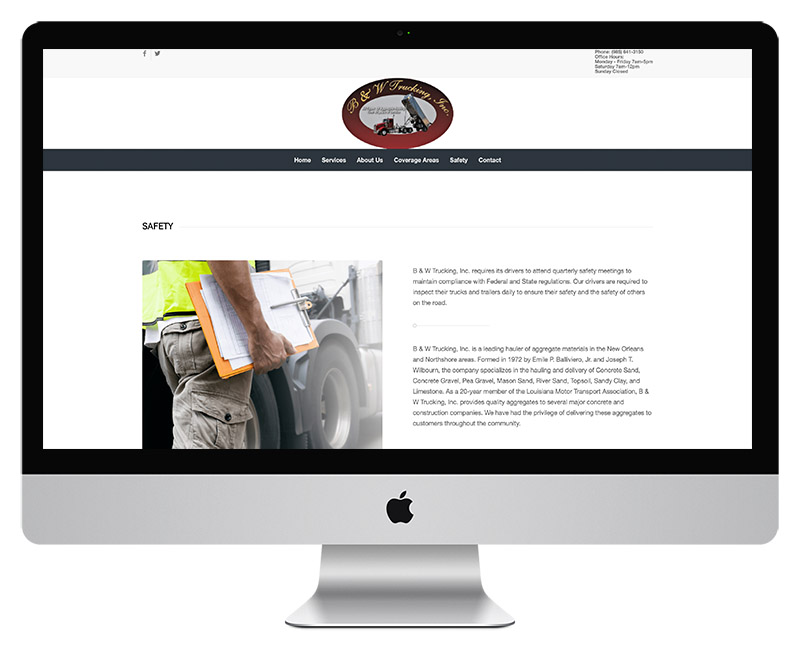 B and W Trucking Web Design 3