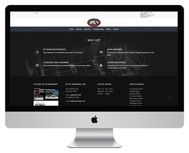 B and W Trucking Web Design 5