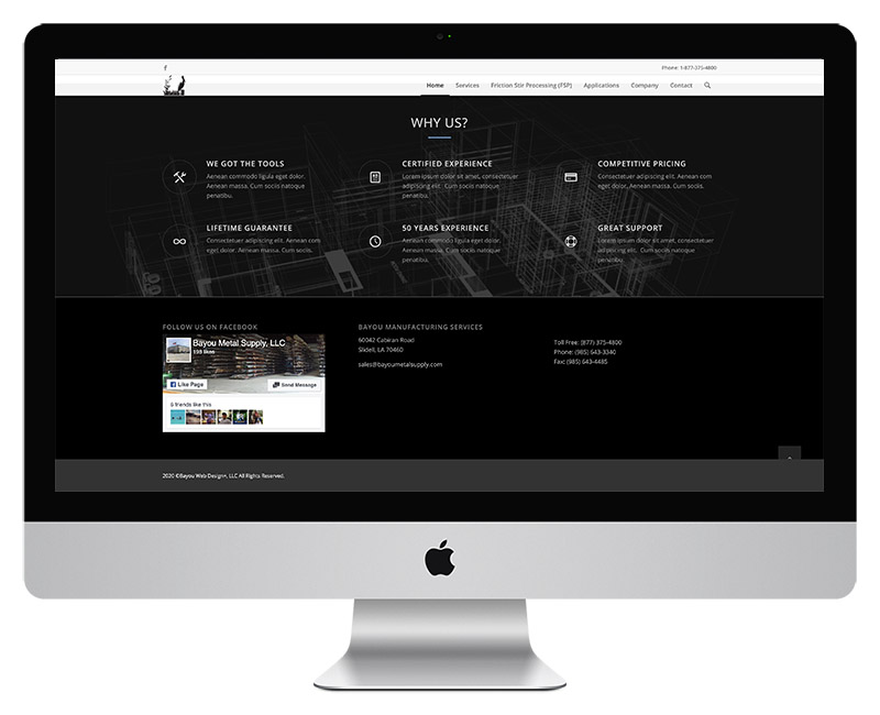 Bayou Manufacturing Web Design 3