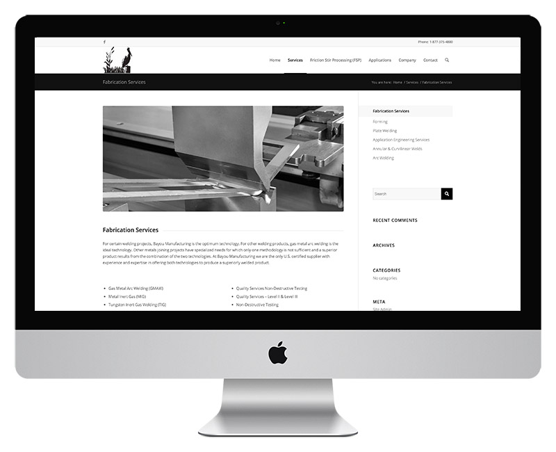 Bayou Manufacturing Web Design 4