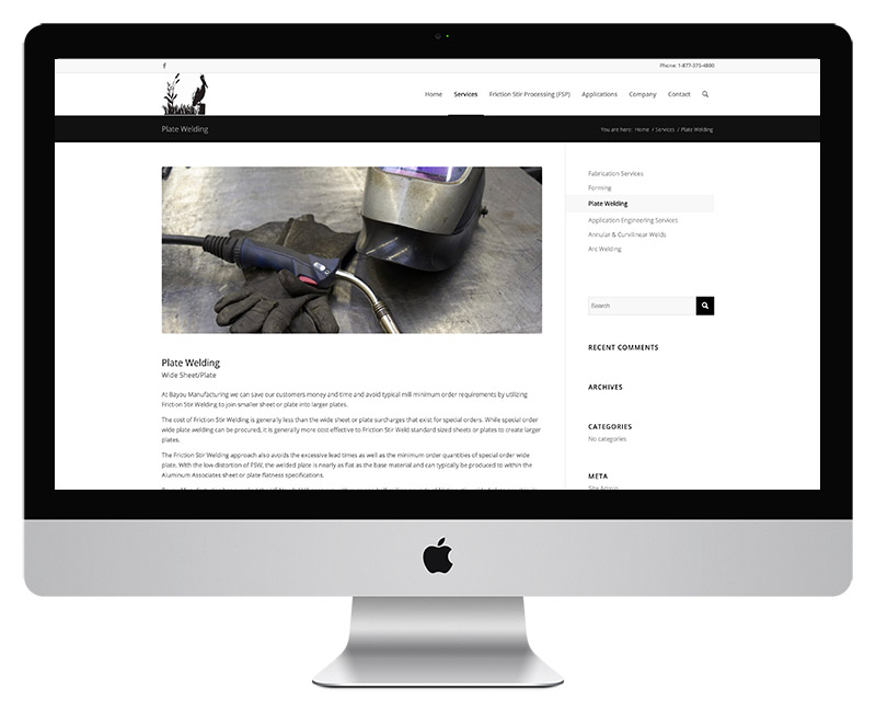 Bayou Manufacturing Web Design 5