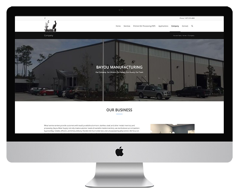 Bayou Manufacturing Web Design 7