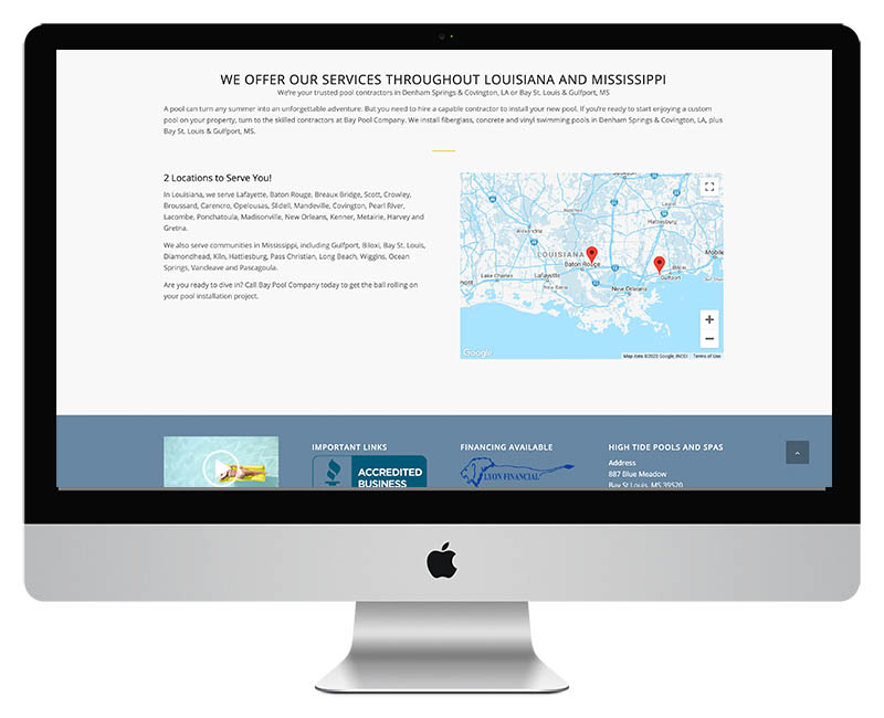 Web Design for Pool Supply Comapany 5