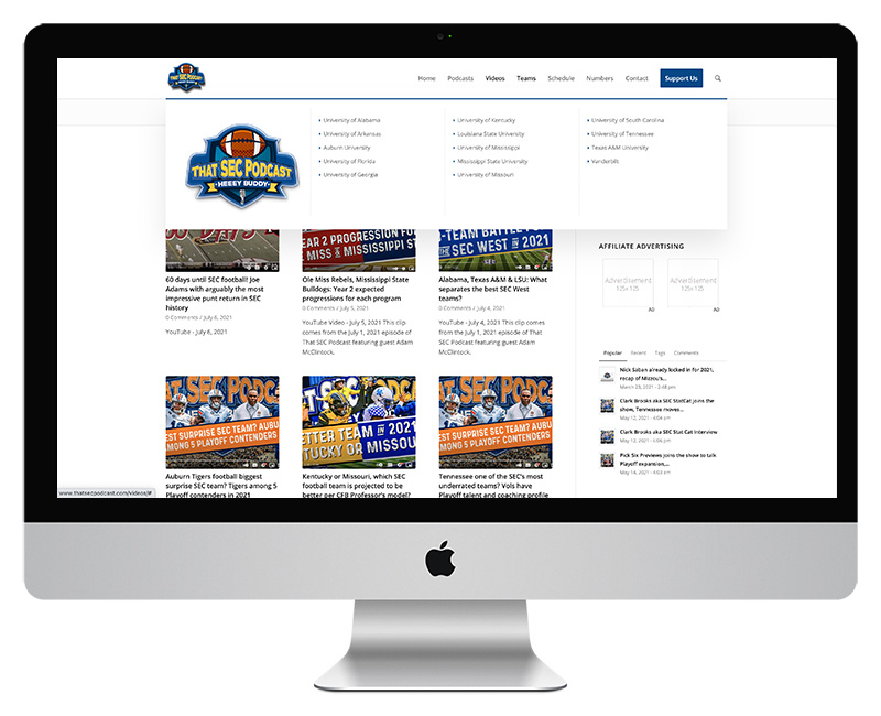 Mega Menu for SEC Team Pages