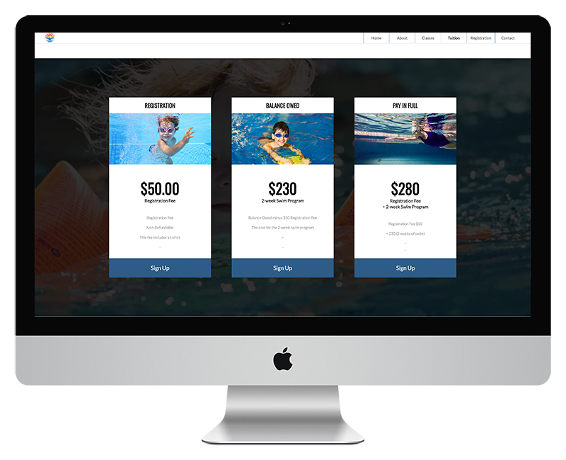 Kims Swim Lessons Web Design Swim Lesson Options Page 1
