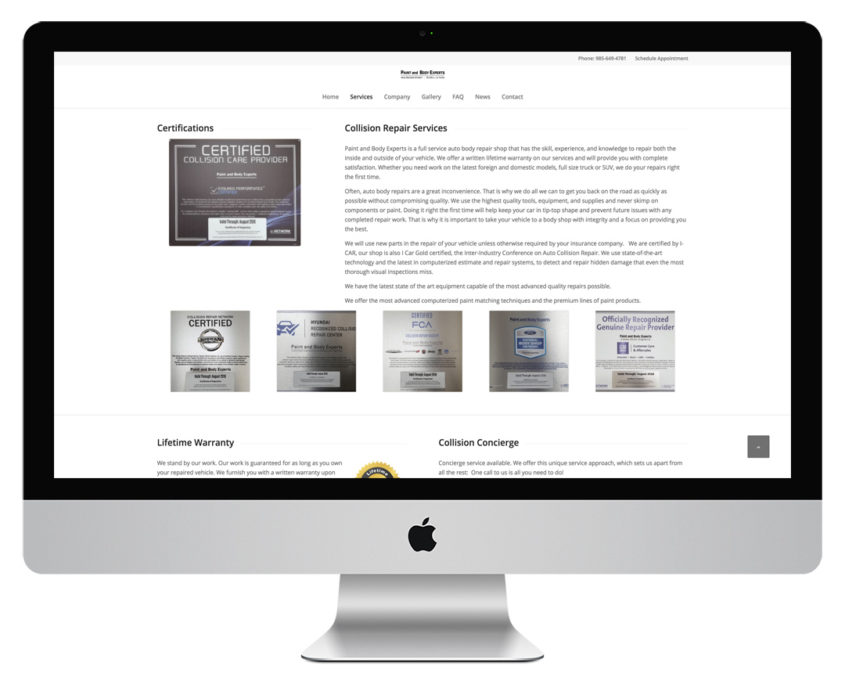 Paint and Body Service scrolled down Paint and Body Service scrolled down