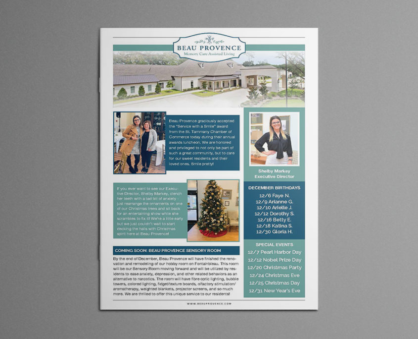 Beau Provence Newsletter sized Newsletter Design