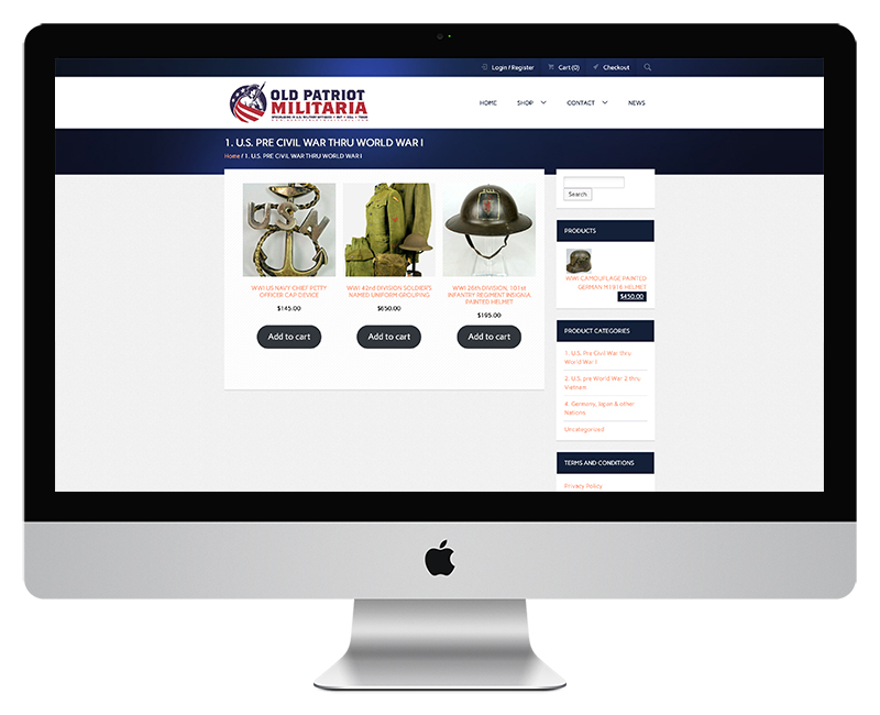 Old Patriot MIilitaria Ecommerce Web Design 4 Old Patriot MIilitaria Ecommerce Web Design 4