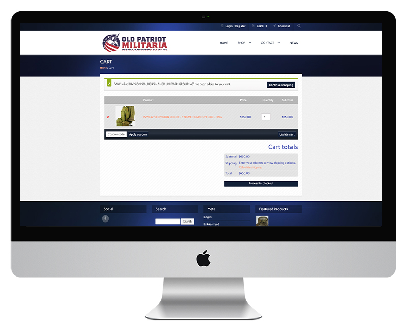 Old Patriot MIilitaria Ecommerce Web Design 5 Old Patriot MIilitaria Ecommerce Web Design 5