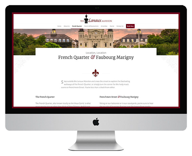 Lanaux Mansion Bed and Breakfast Website French Quarter Location