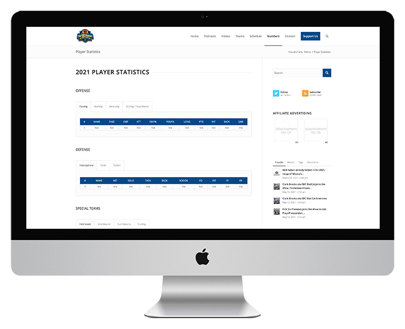 Player statistics page