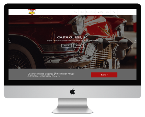 Home page mockup for Coastal Cruisers, Inc. of Slidell, Louisiana. Classic Car Club Web Design in Slidell