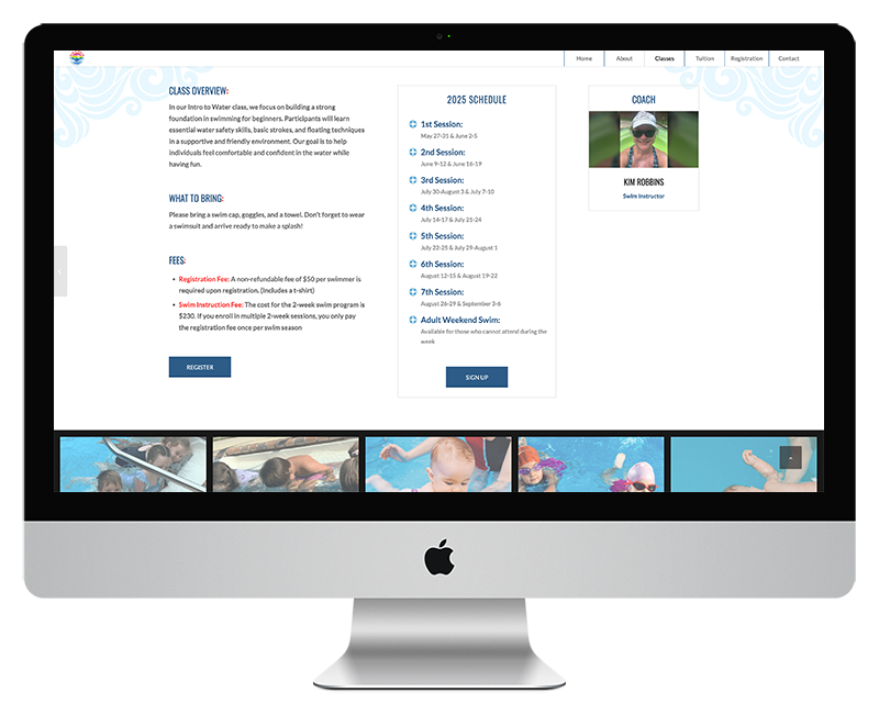 Kim's Swim Lessons Web Design - Intro to Water Lessons Page 2 Kims Swim Lessons Web Design Intro to Water Lessons Page 2