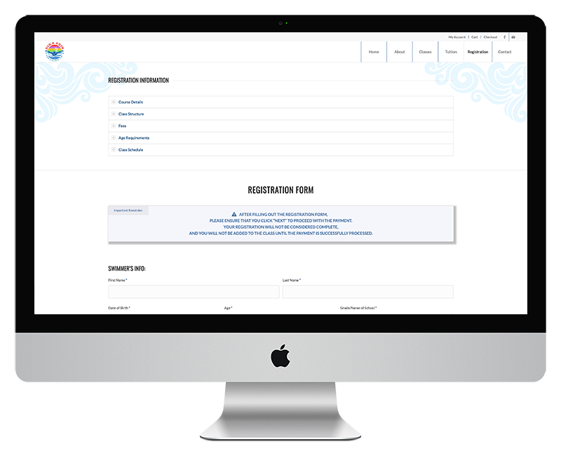 Kim's Swim Lessons Web Design - Registration Page 1 Kims Swim Lessons Web Design Registration Page 1